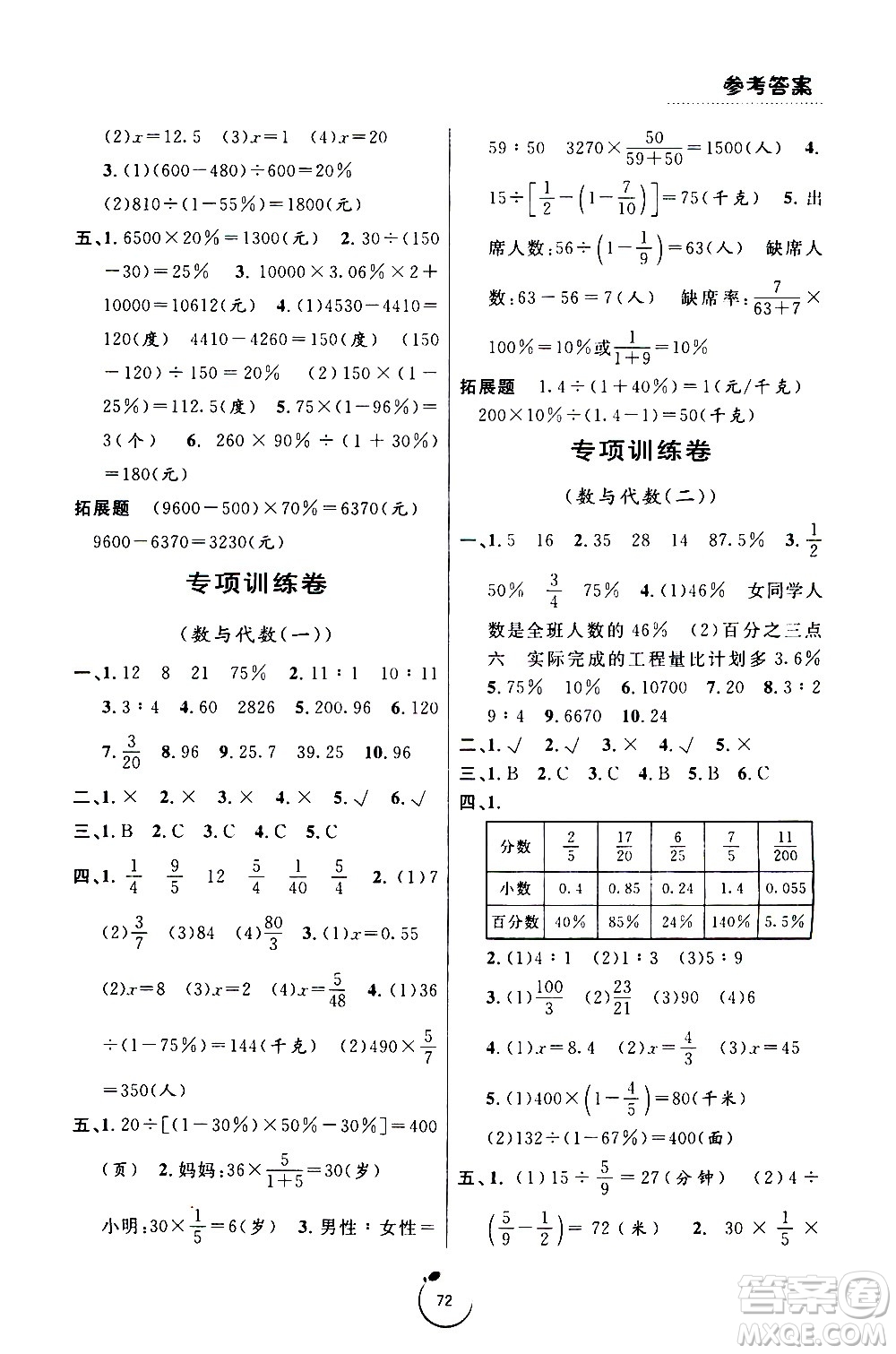 寧波出版社2020年浙江好卷數(shù)學(xué)六年級(jí)上冊(cè)BS北師版答案