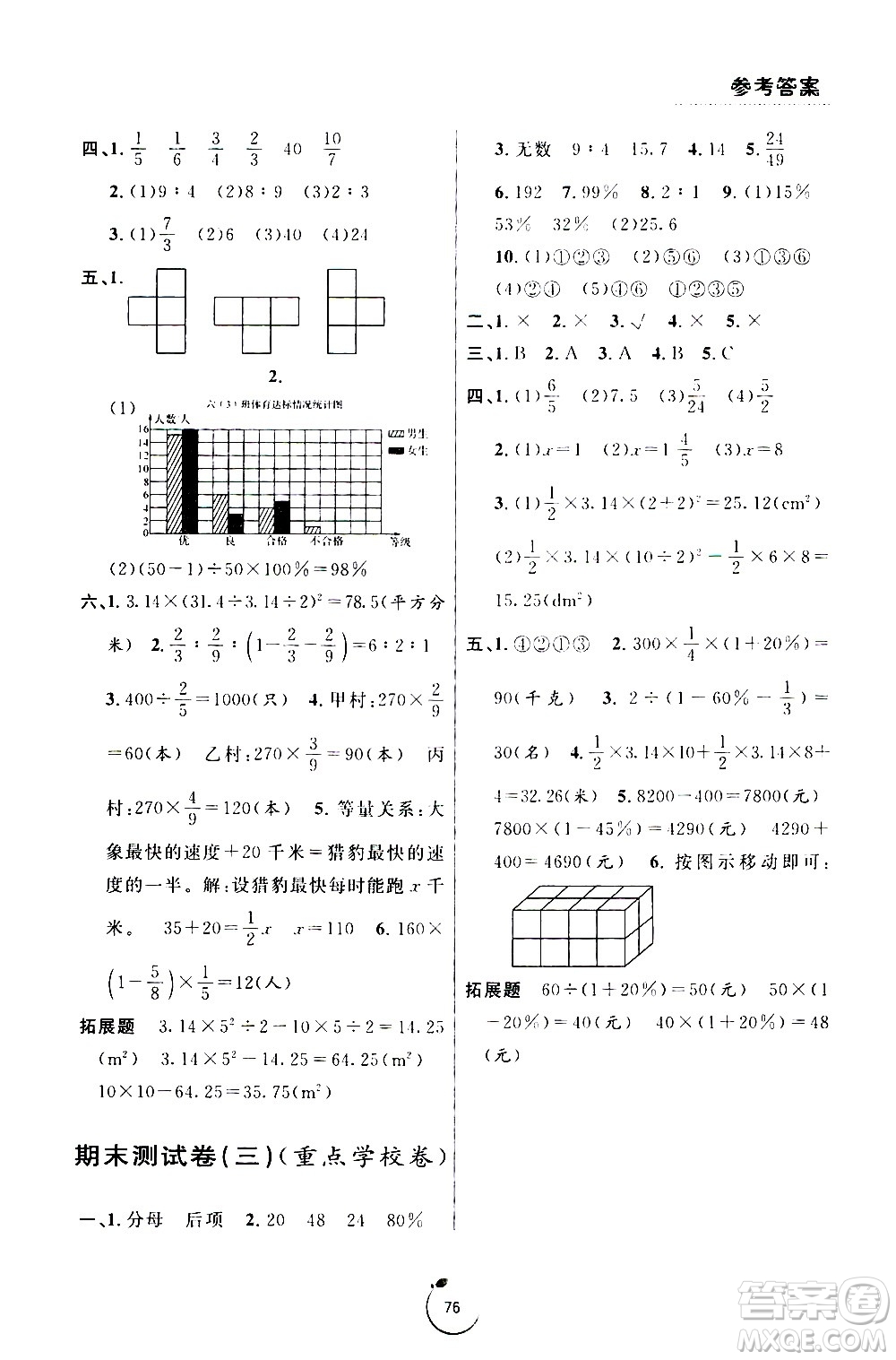 寧波出版社2020年浙江好卷數(shù)學(xué)六年級(jí)上冊(cè)BS北師版答案