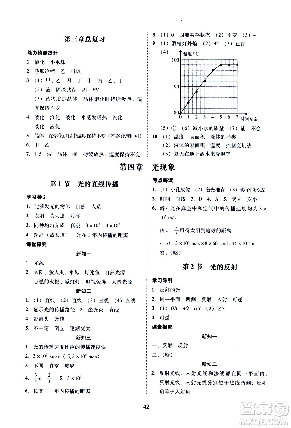 廣東經(jīng)濟(jì)出版社2020年百分導(dǎo)學(xué)物理八年級上冊人教版答案