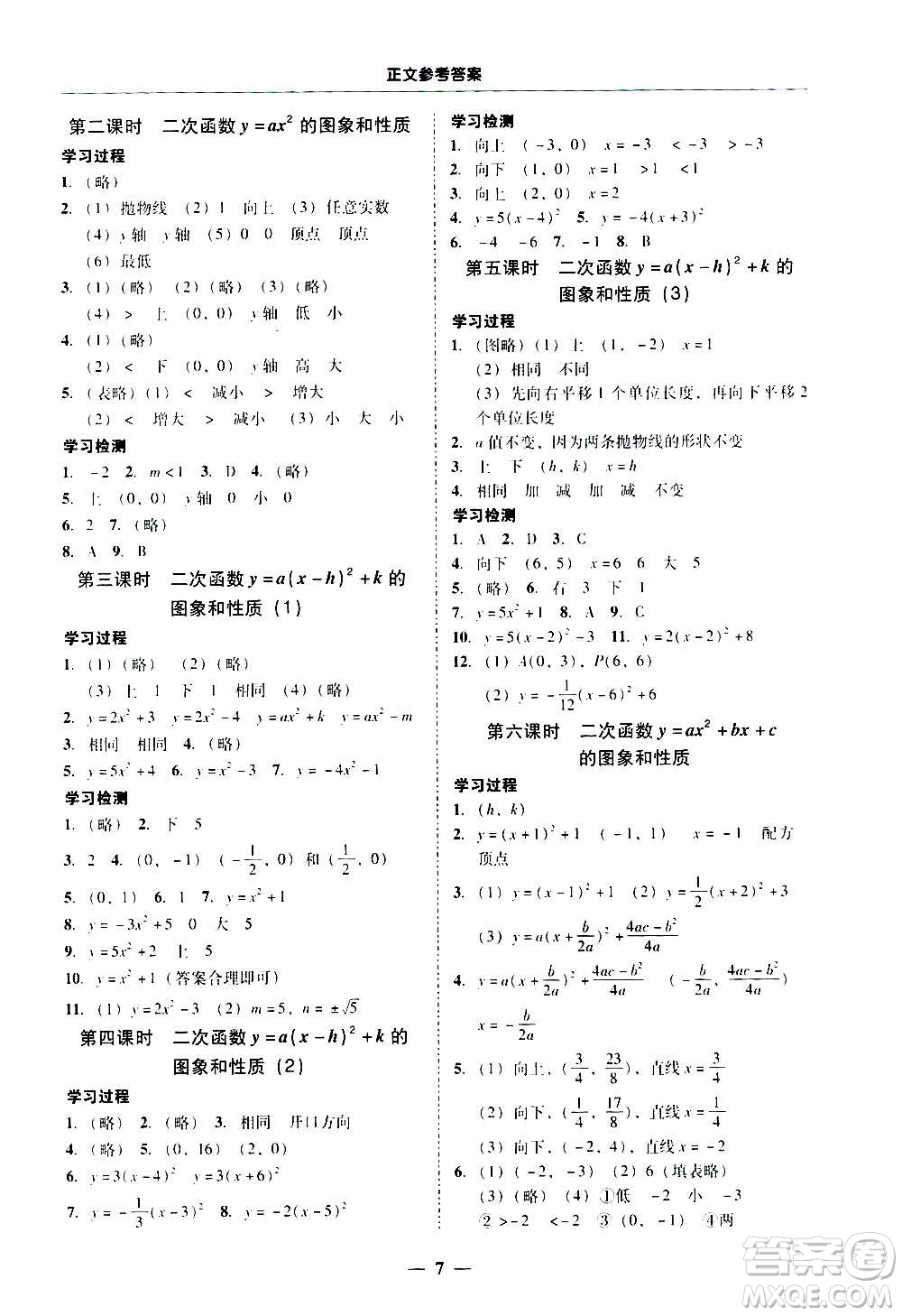 廣東經(jīng)濟(jì)出版社2020年百分導(dǎo)學(xué)數(shù)學(xué)九年級全一冊人教版答案