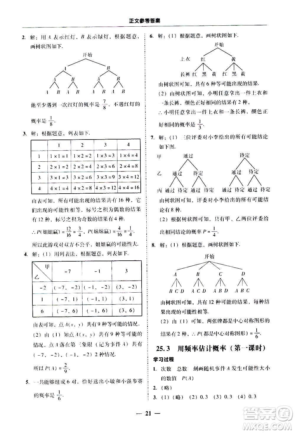 廣東經(jīng)濟(jì)出版社2020年百分導(dǎo)學(xué)數(shù)學(xué)九年級全一冊人教版答案