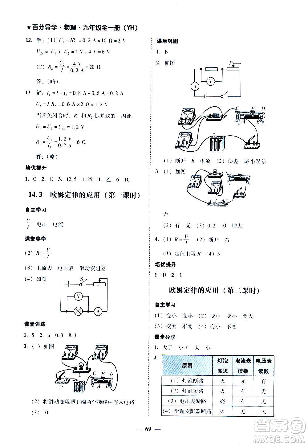 廣東經(jīng)濟出版社2020年百分導(dǎo)學(xué)物理九年級全一冊YH粵滬版答案