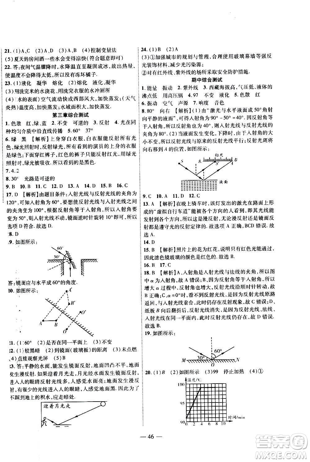 2020年新課程成長資源課時精練物理八年級上冊蘇科版答案