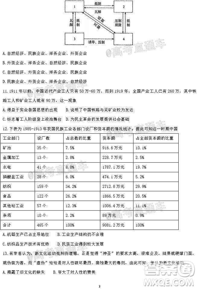 河北省衡水中學2021屆上學期高三年級二調(diào)考試歷史試題及答案