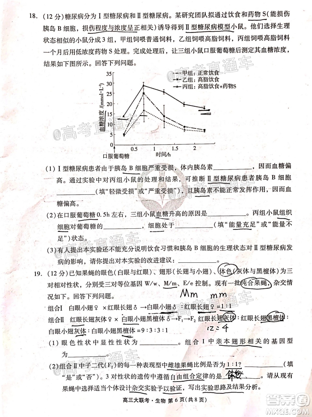 廣東省2021屆普通高中學業(yè)質(zhì)量聯(lián)合測評高三生物試題及答案