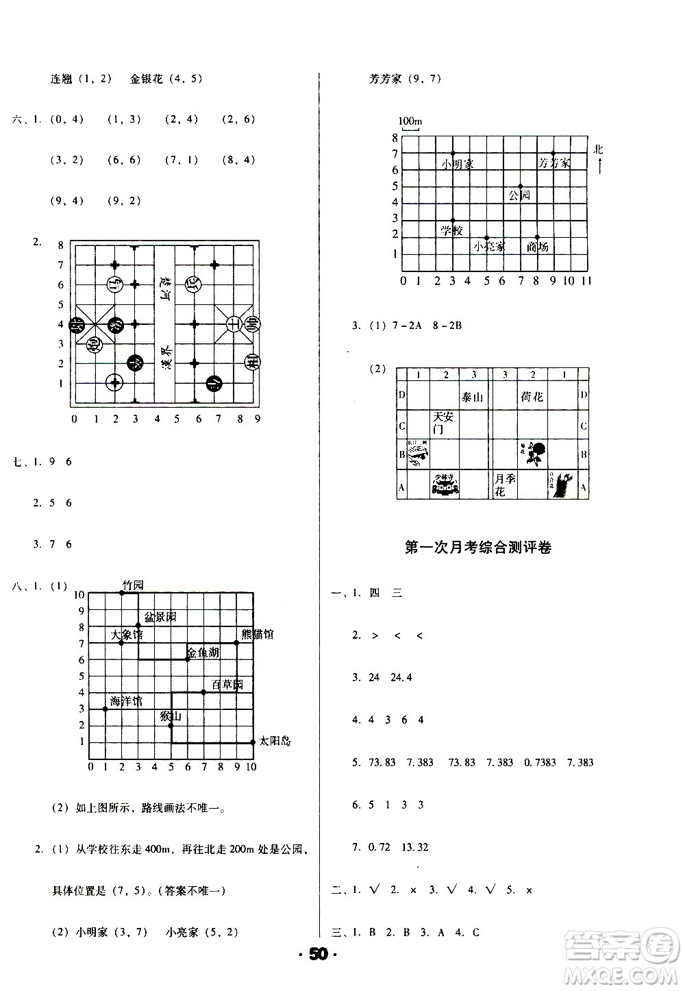 北方婦女兒童出版社2020全程考評一卷通數(shù)學(xué)五年級上冊RJ人教版答案