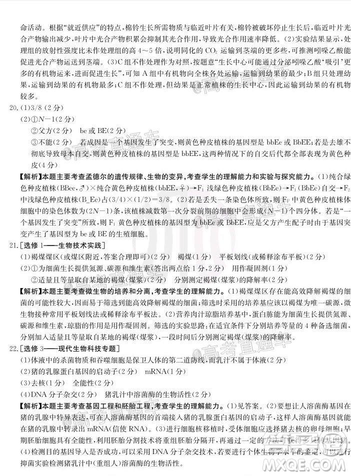 2021屆高三廣東金太陽11月聯(lián)考生物試題及答案