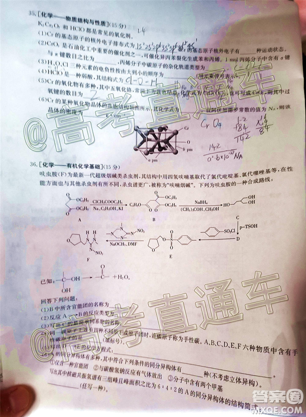 2021屆西南四省高三金太陽(yáng)聯(lián)考理科綜合試題及答案