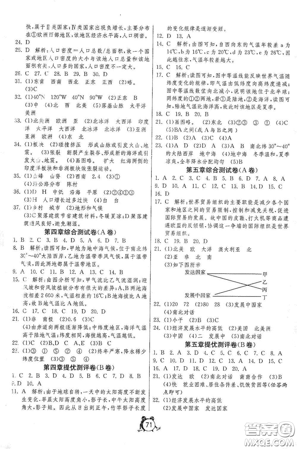 江蘇人民出版社2020名牌牛皮卷提優(yōu)名卷七年級(jí)地理上冊(cè)HNJY版答案