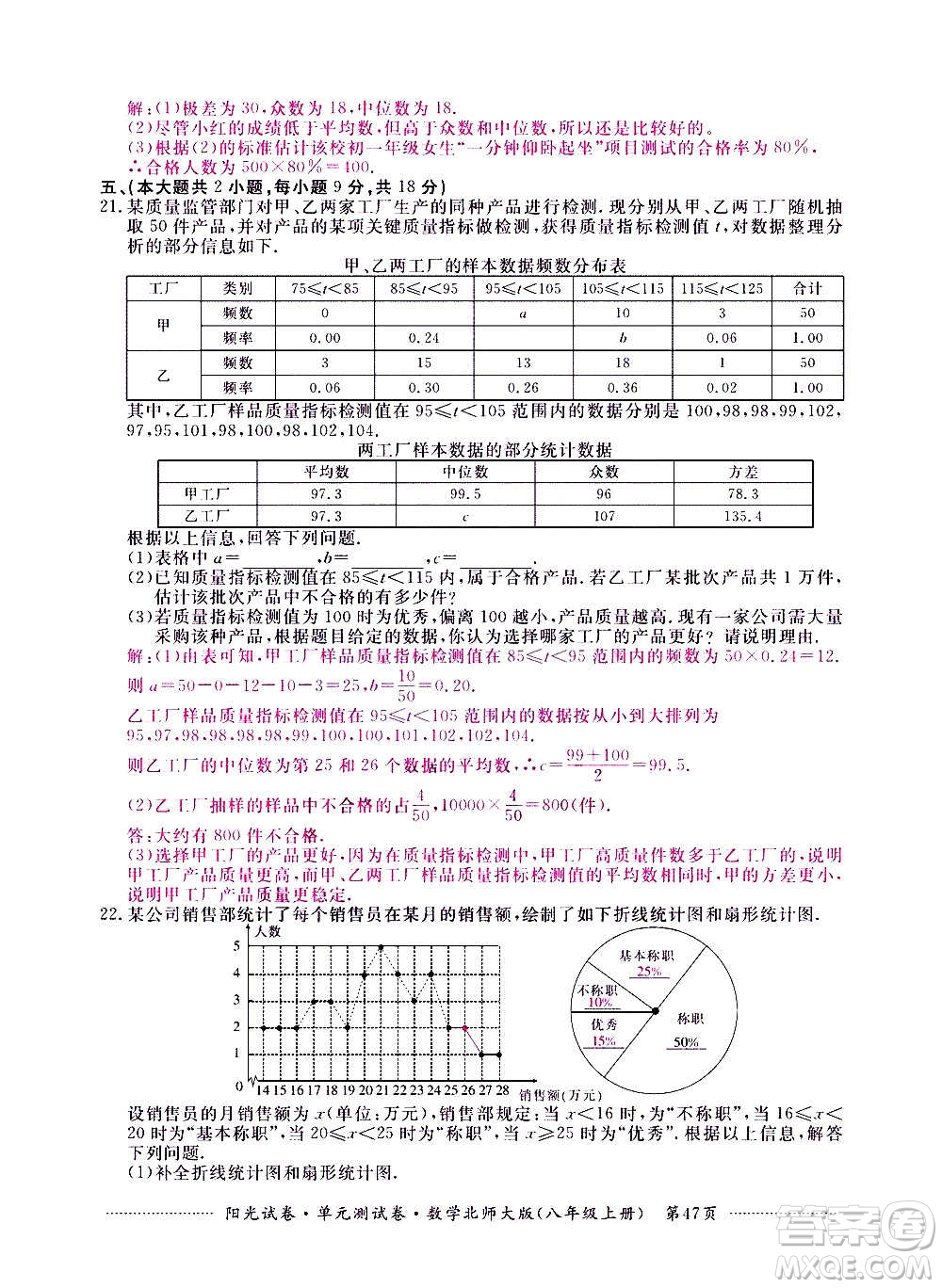 江西高校出版社2020陽(yáng)光試卷單元測(cè)試卷數(shù)學(xué)八年級(jí)上冊(cè)北師大版答案