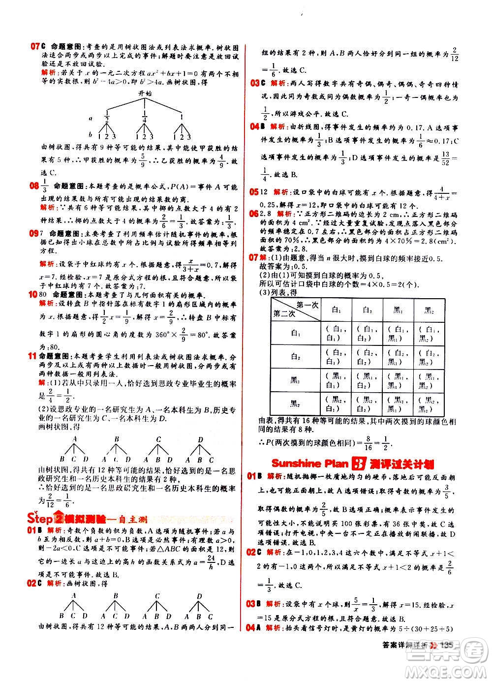 黑龍江教育出版社2021新版陽光計(jì)劃初中同步數(shù)學(xué)九年級上冊R人教版答案