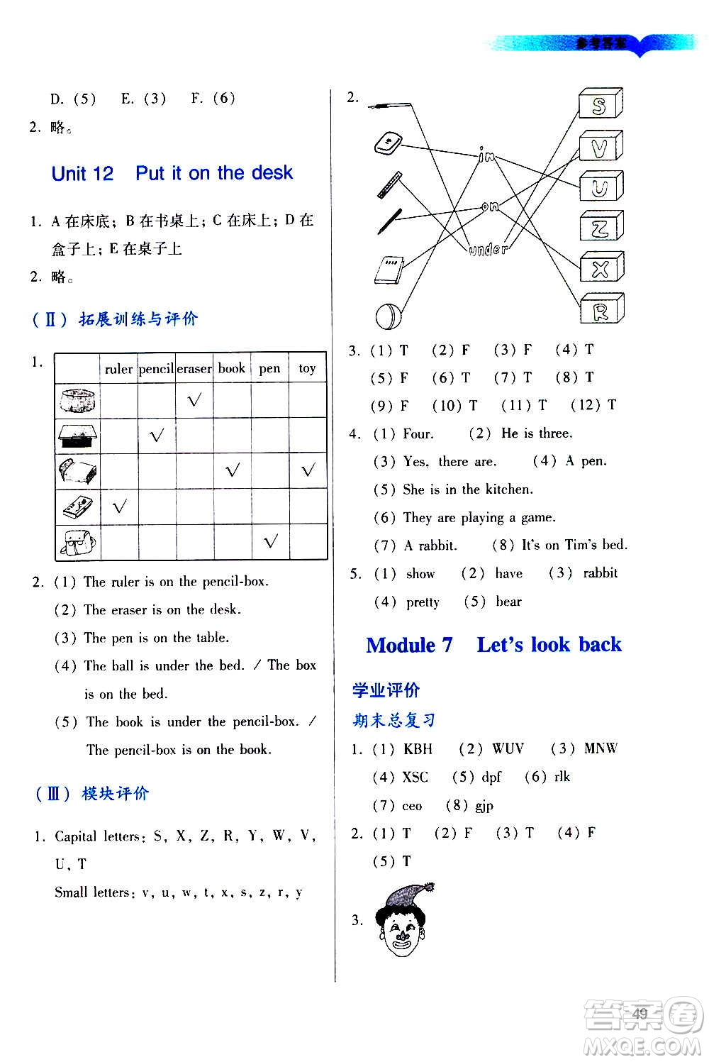 廣州出版社2020陽光學(xué)業(yè)評(píng)價(jià)英語三年級(jí)上冊(cè)教科版答案