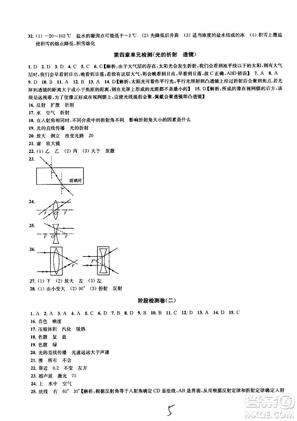  2020版金鑰匙沖刺名校大試卷八年級(jí)上冊(cè)物理國(guó)標(biāo)江蘇版答案