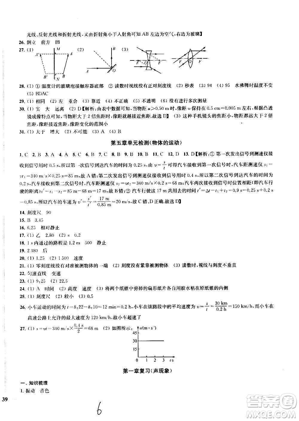  2020版金鑰匙沖刺名校大試卷八年級(jí)上冊(cè)物理國(guó)標(biāo)江蘇版答案