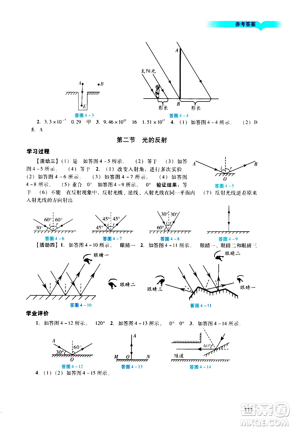 廣州出版社2020陽(yáng)光學(xué)業(yè)評(píng)價(jià)物理八年級(jí)上冊(cè)人教版答案