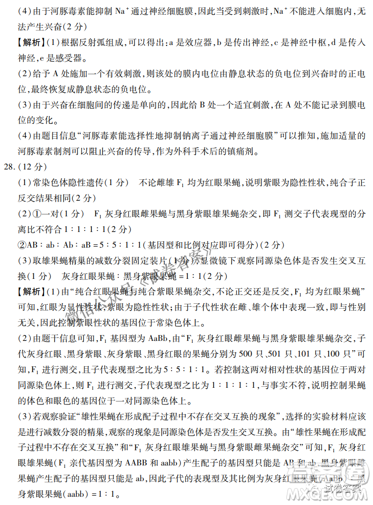 百師聯(lián)盟2021屆高三一輪復習聯(lián)考三全國卷生物試題及答案