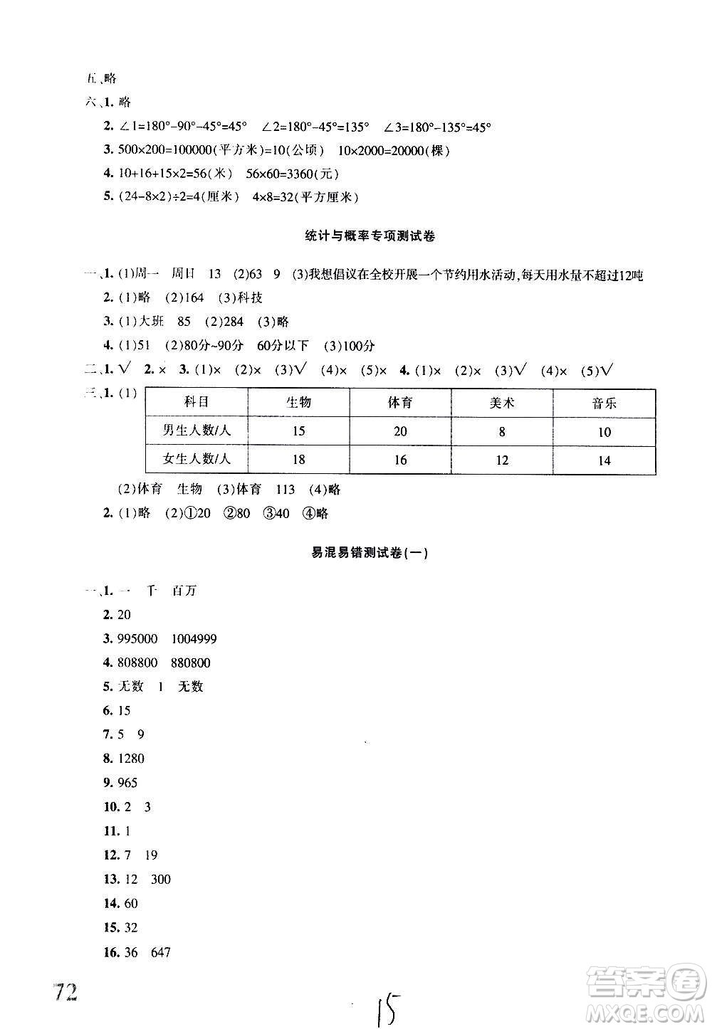 新疆青少年出版社2020優(yōu)學1+1評價與測試數(shù)學四年級上冊人教版答案