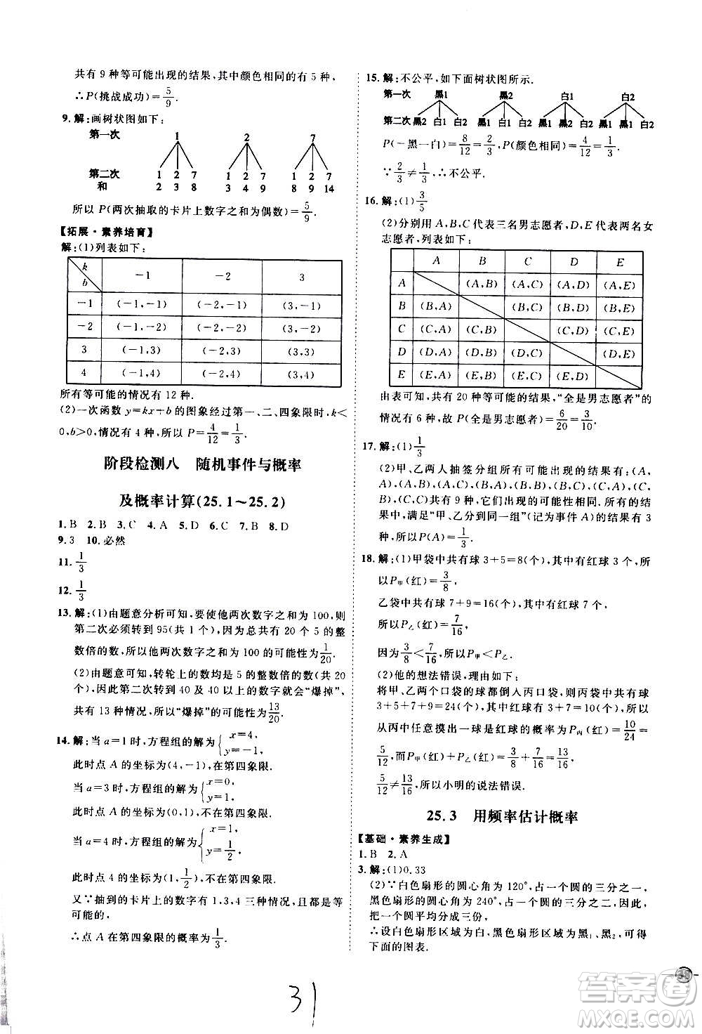 延邊教育出版社2020優(yōu)學(xué)案課時(shí)通數(shù)學(xué)九年級全一冊RJ人教版云南專用答案
