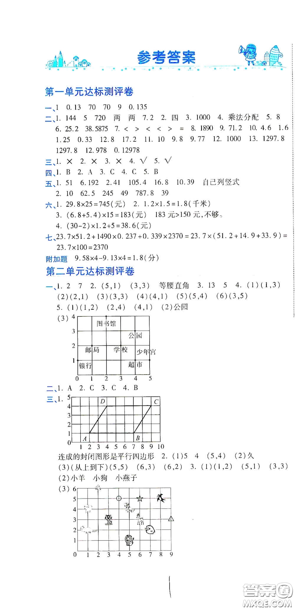 開明出版社2020期末100分沖刺卷五年級(jí)數(shù)學(xué)上冊(cè)人教版答案