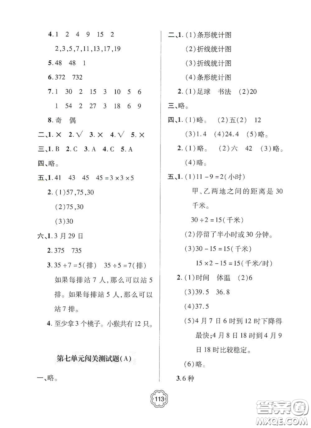 2020年秋金博士闖關(guān)密卷100分五年級數(shù)學(xué)上冊答案