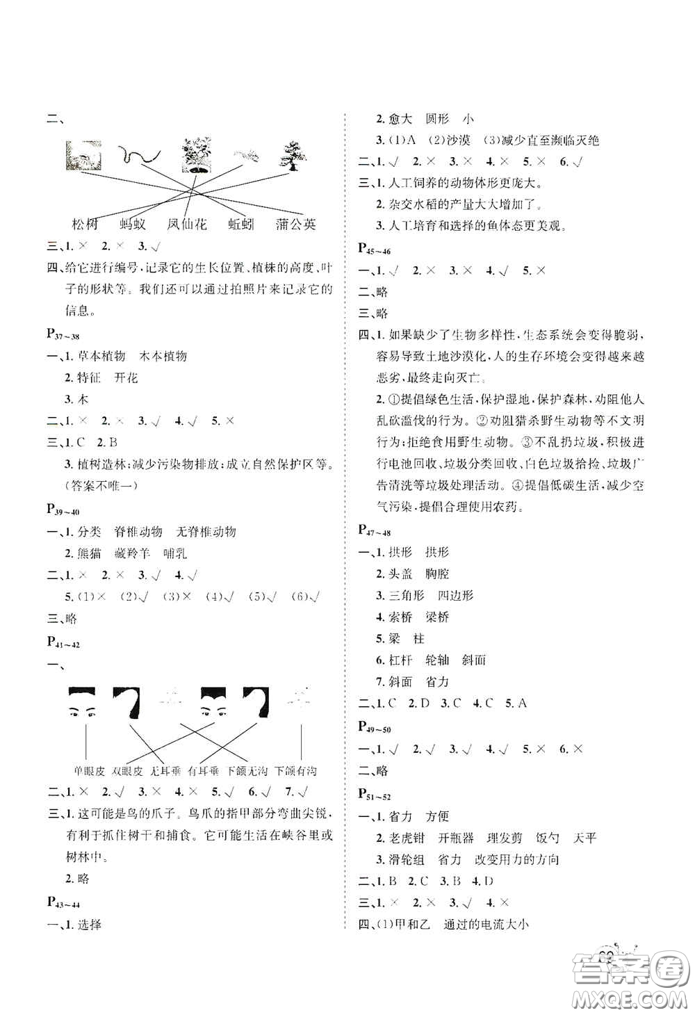 河北少年兒童出版社2021桂壯紅皮書寒假天地六年級科學(xué)教科版答案