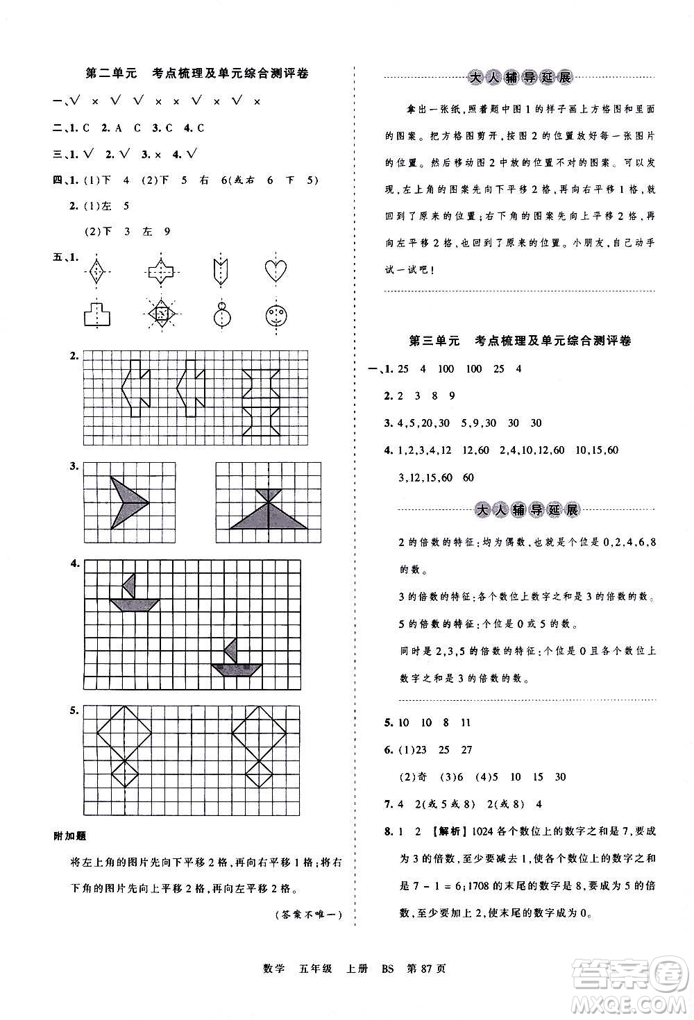 江西人民出版社2020秋王朝霞考點(diǎn)梳理時(shí)習(xí)卷數(shù)學(xué)五年級(jí)上冊(cè)BS北師版答案