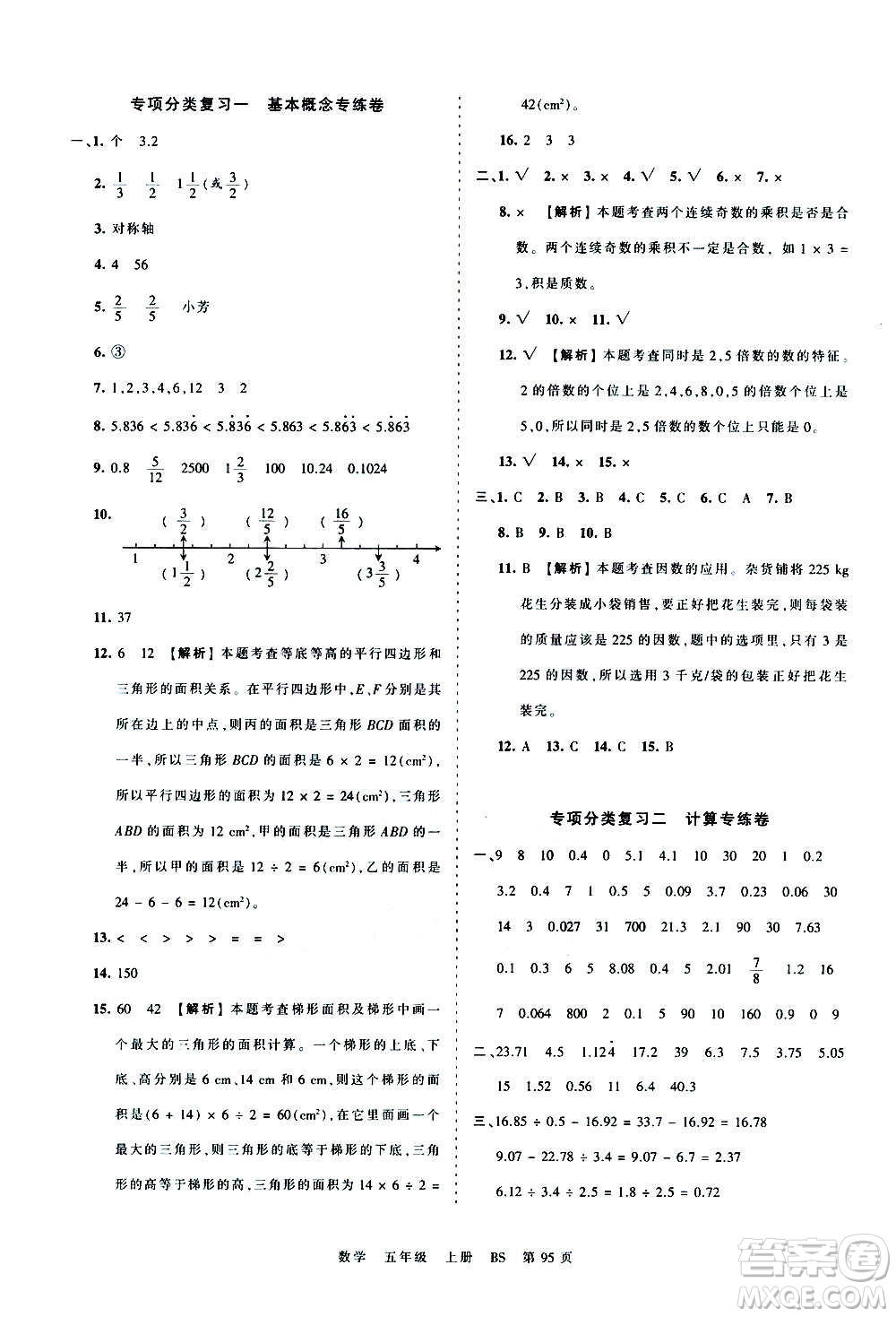 江西人民出版社2020秋王朝霞考點(diǎn)梳理時(shí)習(xí)卷數(shù)學(xué)五年級(jí)上冊(cè)BS北師版答案