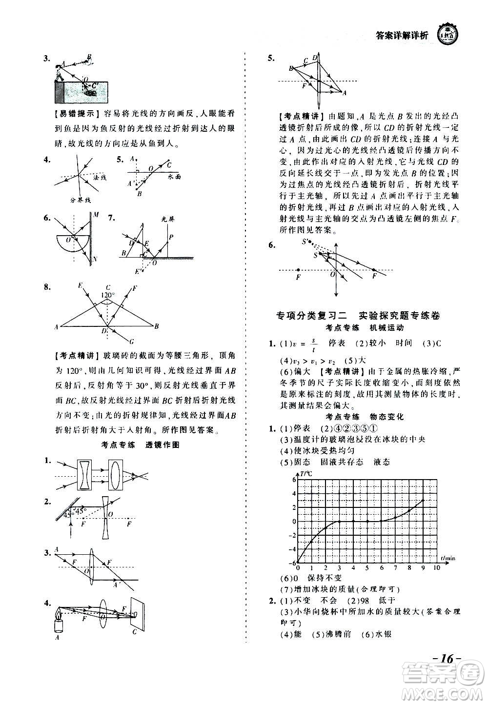 江西人民出版社2020秋王朝霞考點梳理時習卷物理八年級上冊RJ人教版答案
