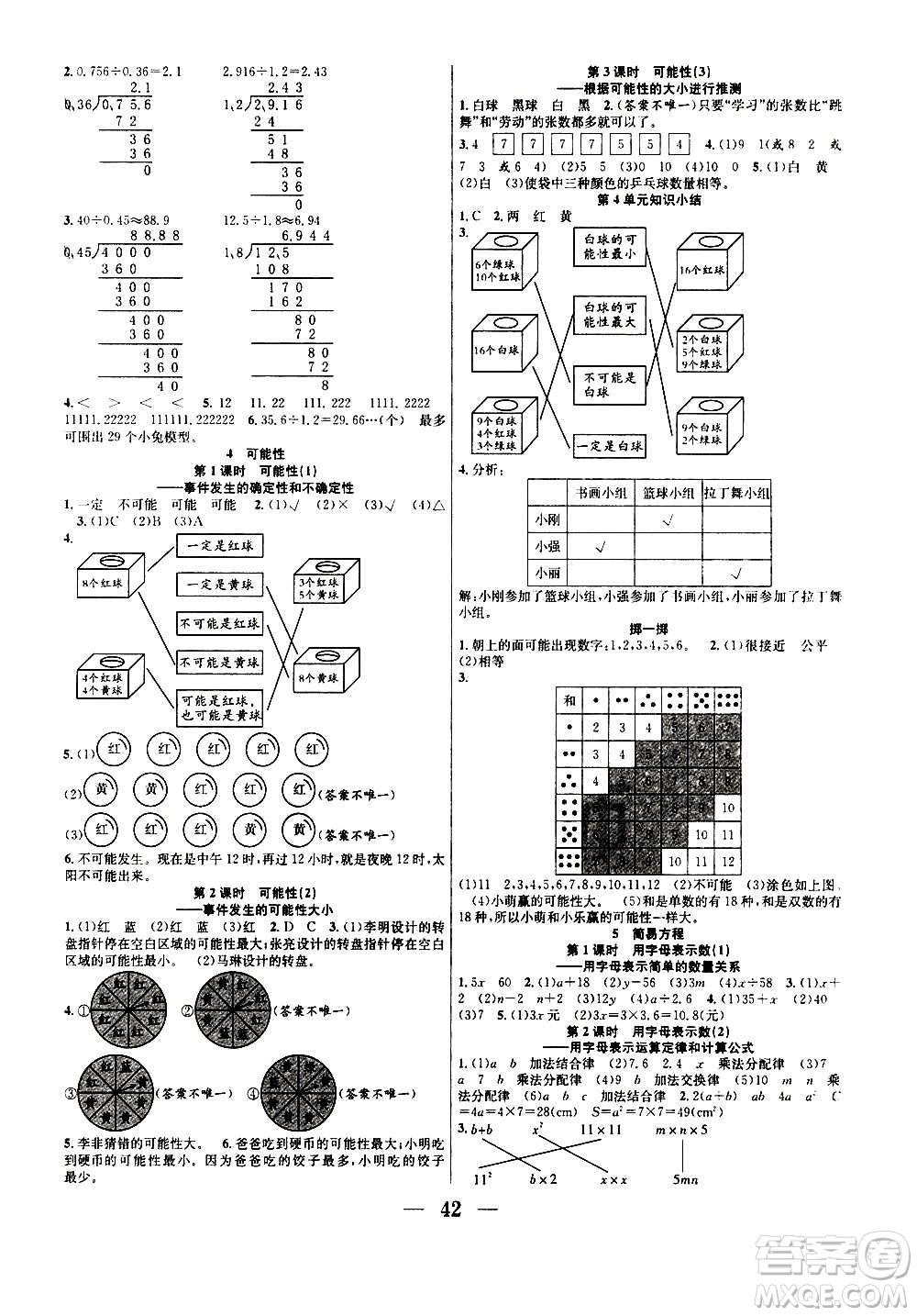 ?合肥工業(yè)大學(xué)出版社2020七天學(xué)練考五年級(jí)上冊(cè)數(shù)學(xué)RJ人教版答案