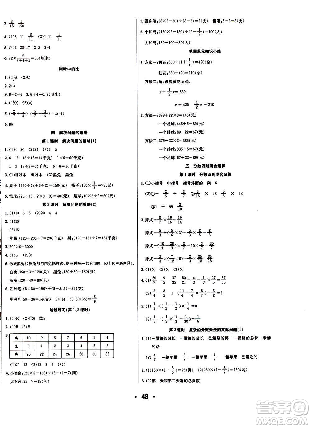?合肥工業(yè)大學(xué)出版社2020七天學(xué)練考六年級(jí)上冊(cè)數(shù)學(xué)SJ蘇教版答案