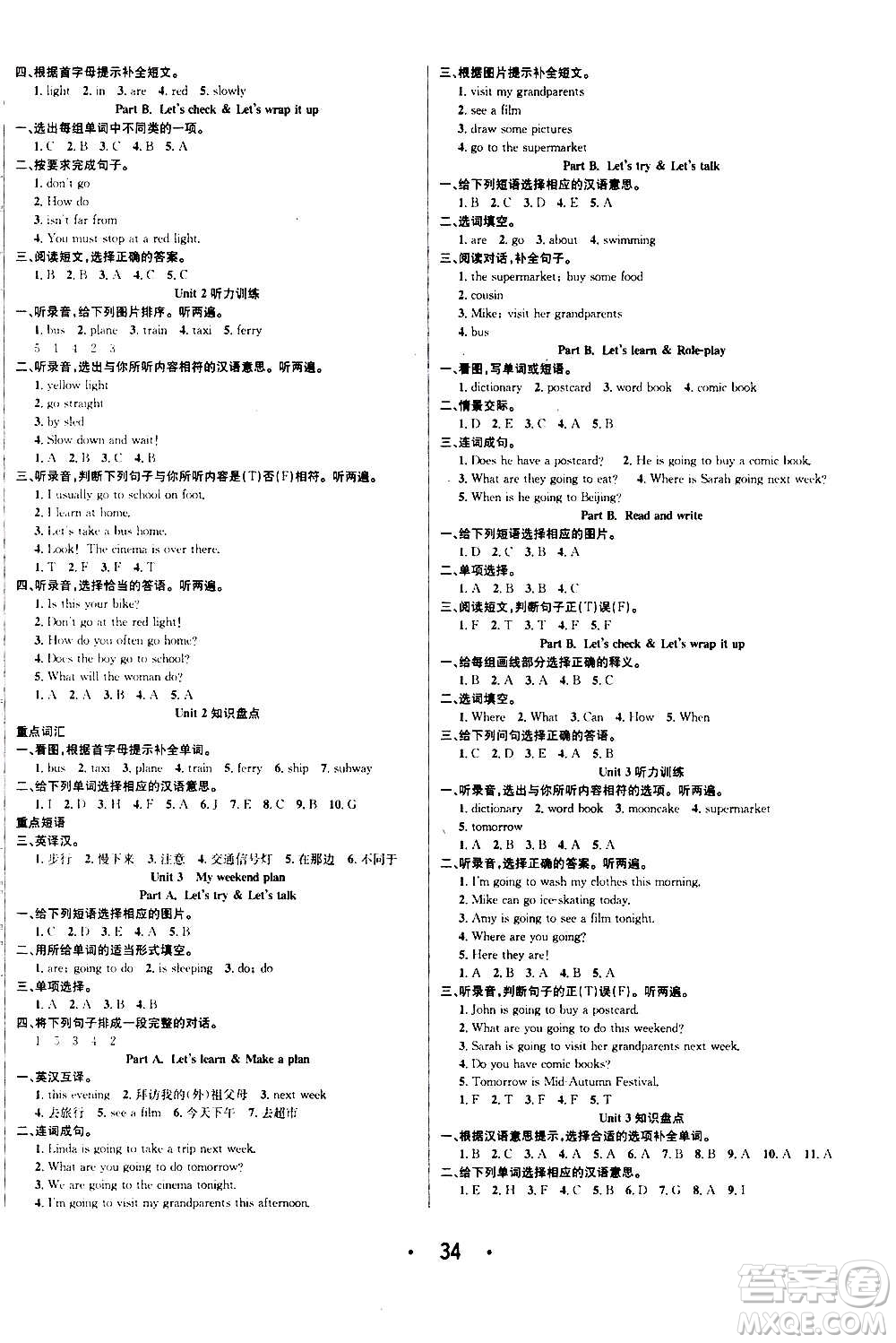 ?合肥工業(yè)大學(xué)出版社2020七天學(xué)練考六年級上冊英語RJ人教版答案