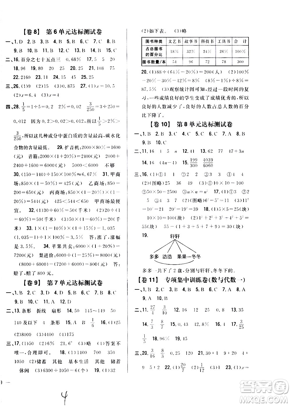 吉林人民出版社2020小學(xué)教材完全考卷六年級(jí)數(shù)學(xué)上冊(cè)新課標(biāo)人教版福建專(zhuān)版答案
