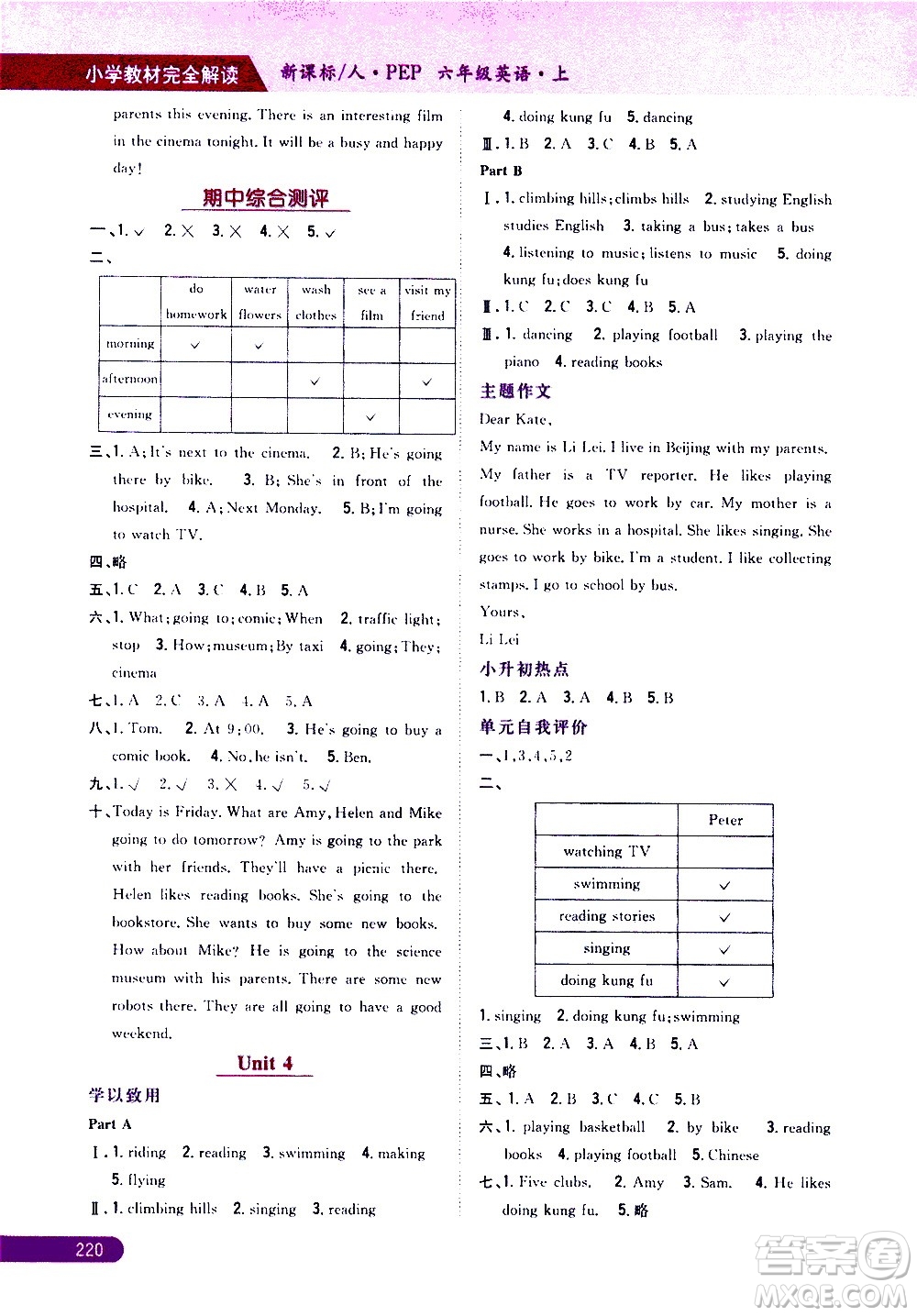 吉林人民出版社2020小學(xué)教材完全解讀六年級英語上冊新課標(biāo)人教版答案