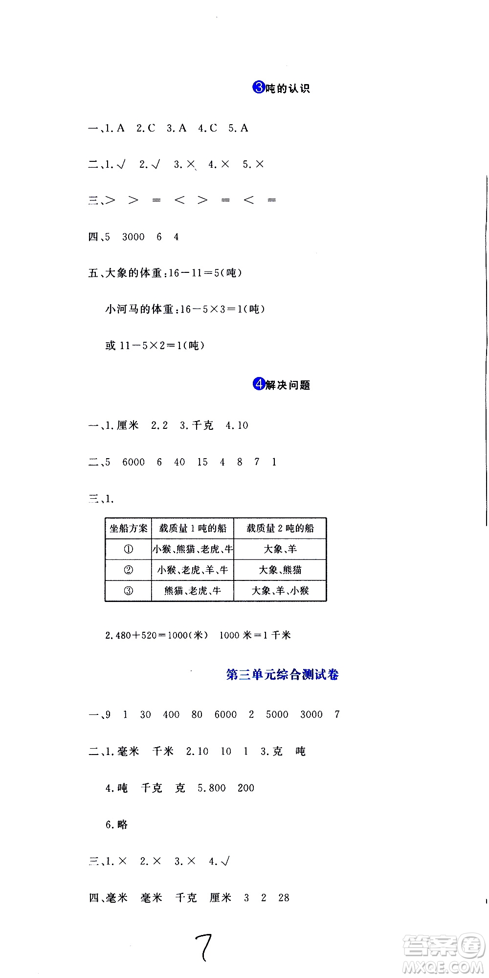 北京教育出版社2020提分教練優(yōu)學(xué)導(dǎo)練測(cè)試卷三年級(jí)數(shù)學(xué)上冊(cè)人教版答案