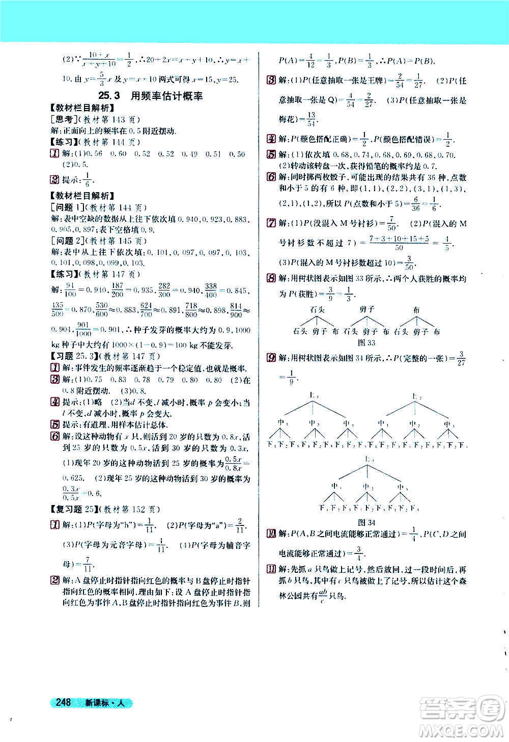 吉林人民出版社2020新教材完全解讀數(shù)學(xué)九年級上冊人教版答案