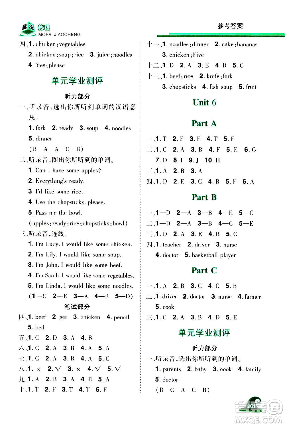 2020魔法教程英語(yǔ)四年級(jí)上冊(cè)RJ人教版精解版答案
