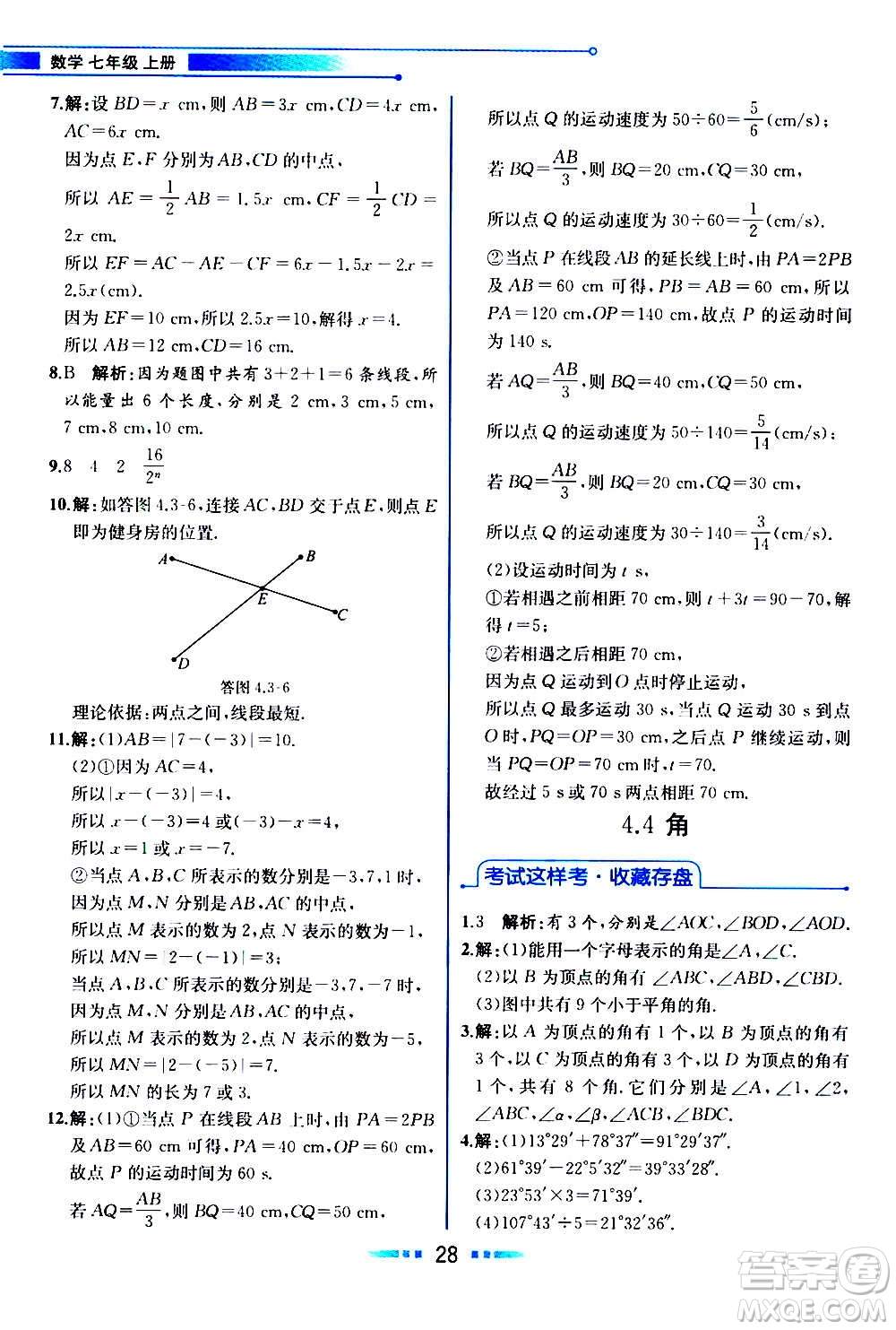 2020年教材解讀數(shù)學(xué)七年級上冊HK滬科版參考答案