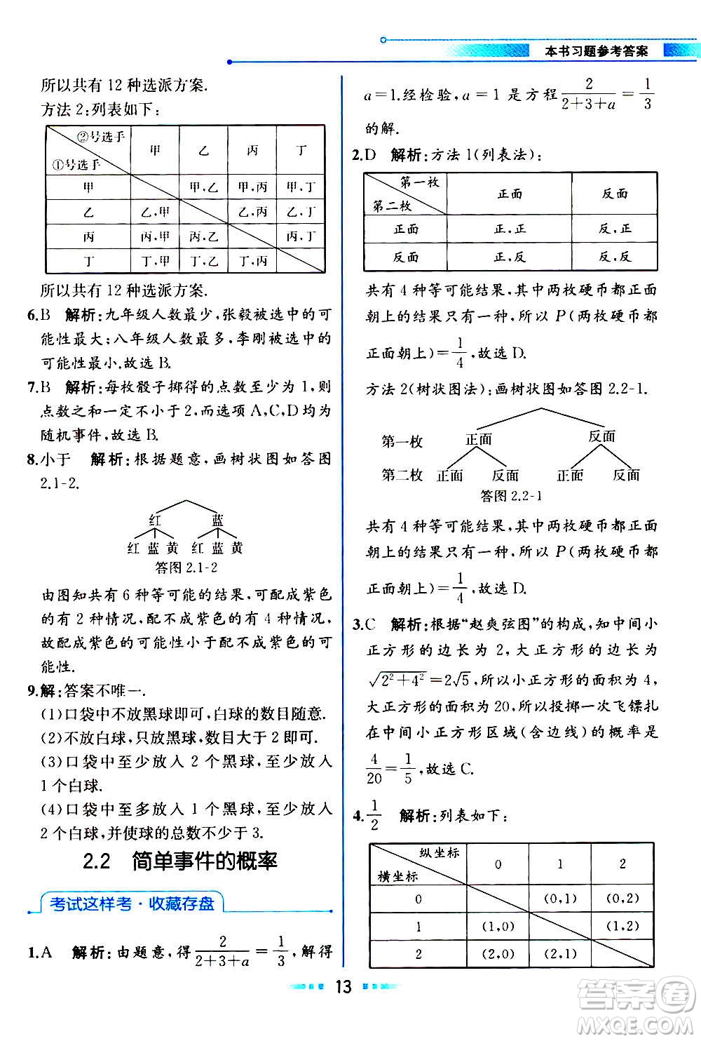 人民教育出版社2020教材解讀數學九年級上冊ZJ浙教版答案