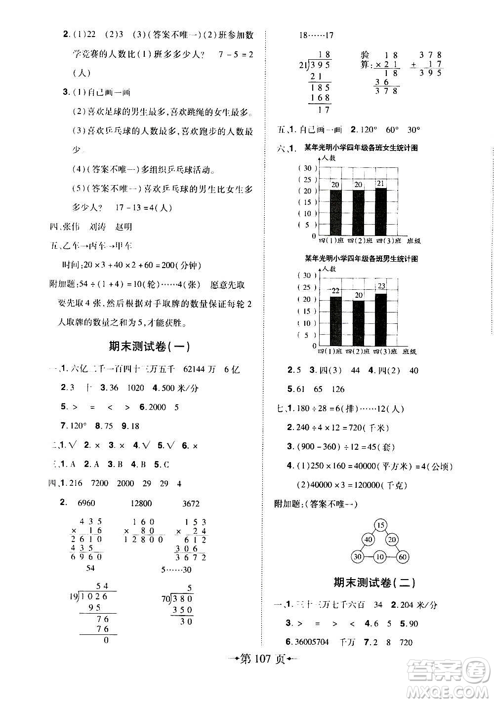 2020年無(wú)敵卷王四年級(jí)上冊(cè)數(shù)學(xué)RJ人教版答案