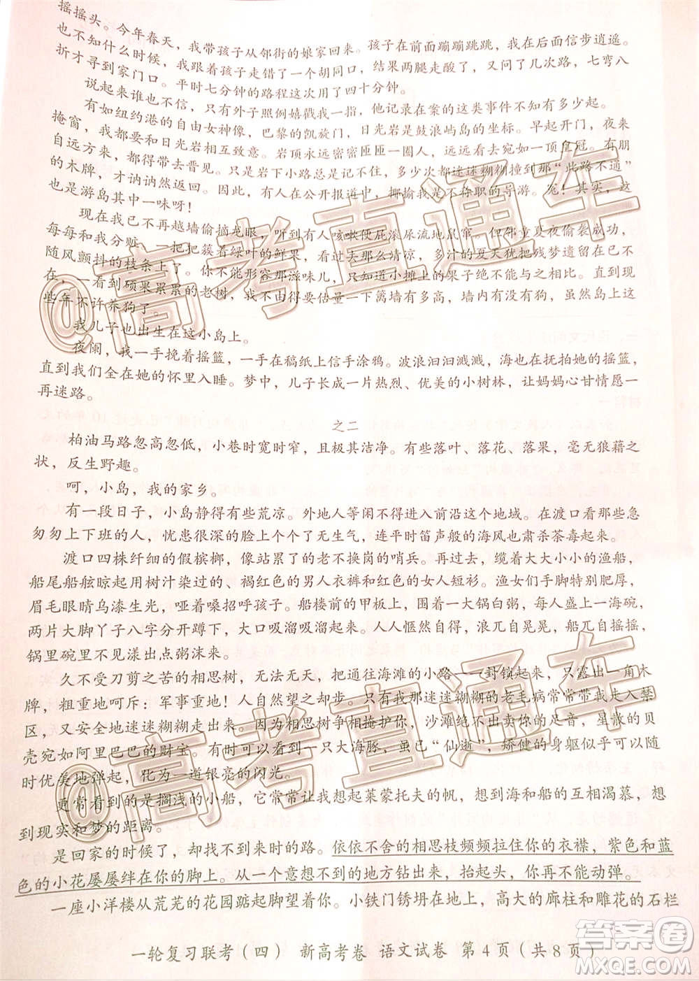 百師聯盟2021屆高三一輪復習聯考四新高考卷語文試題及答案