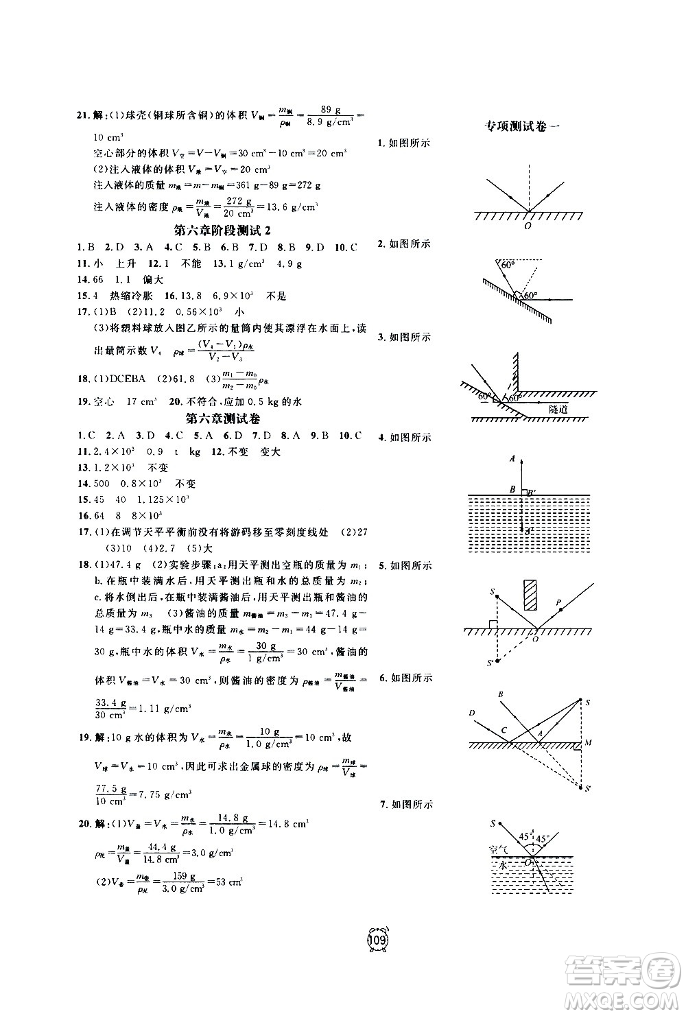2020過關(guān)沖刺100分物理八年級(jí)上冊R人教版答案