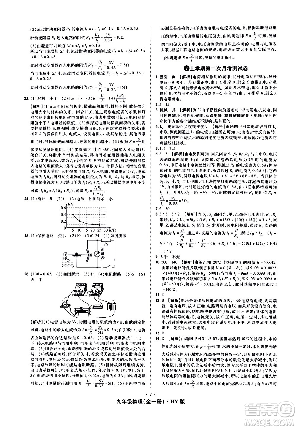 2020魔力一卷通物理九年級全一冊HY滬粵版答案