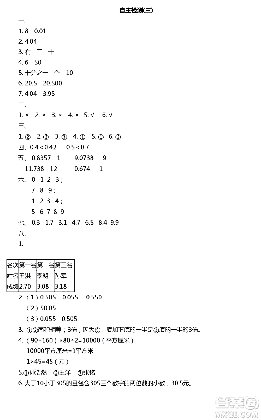 江蘇人民出版社2020伴你學(xué)數(shù)學(xué)五年級(jí)上冊(cè)蘇教版答案