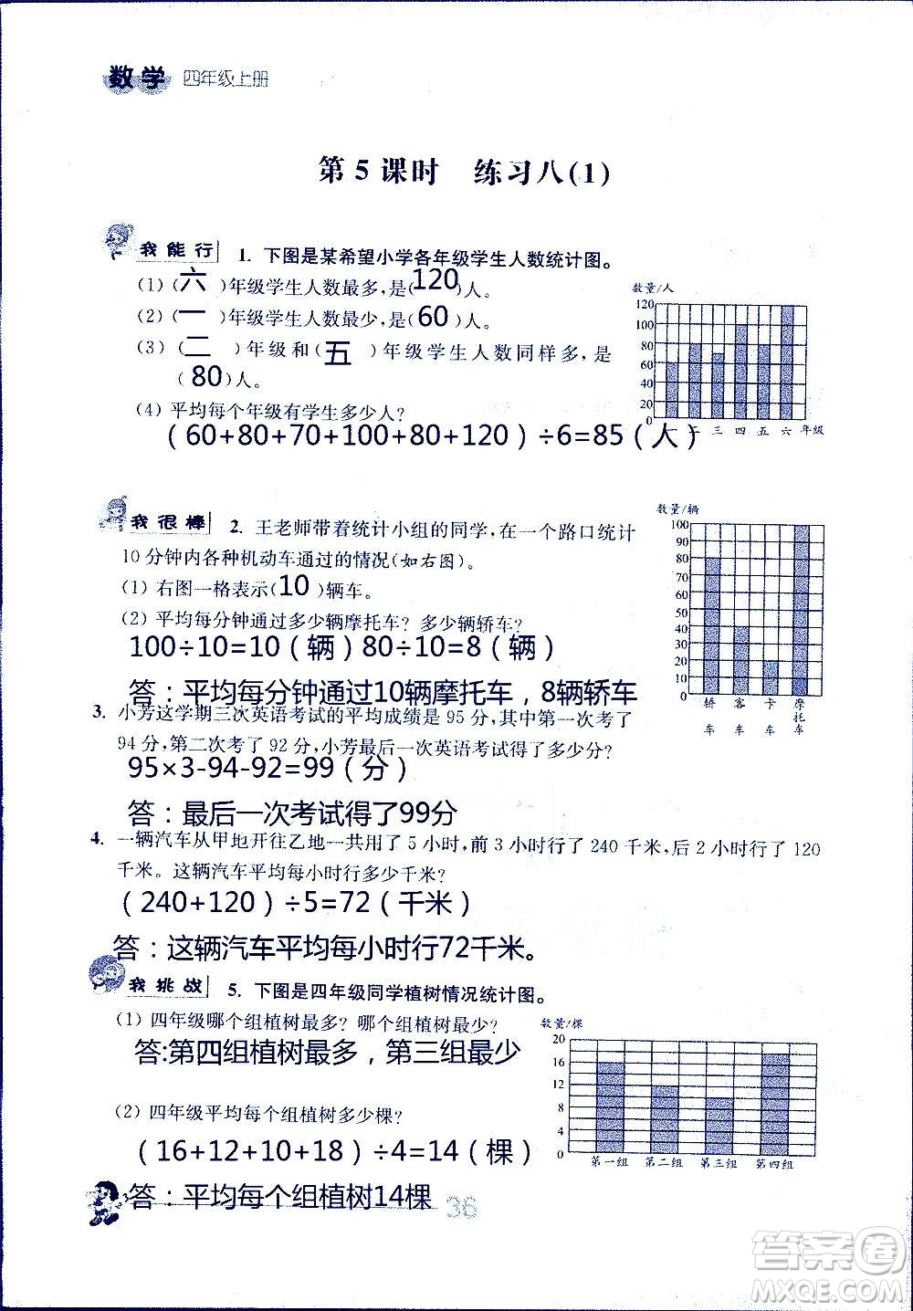 江蘇人民出版社2020伴你學數(shù)學四年級上冊蘇教版答案