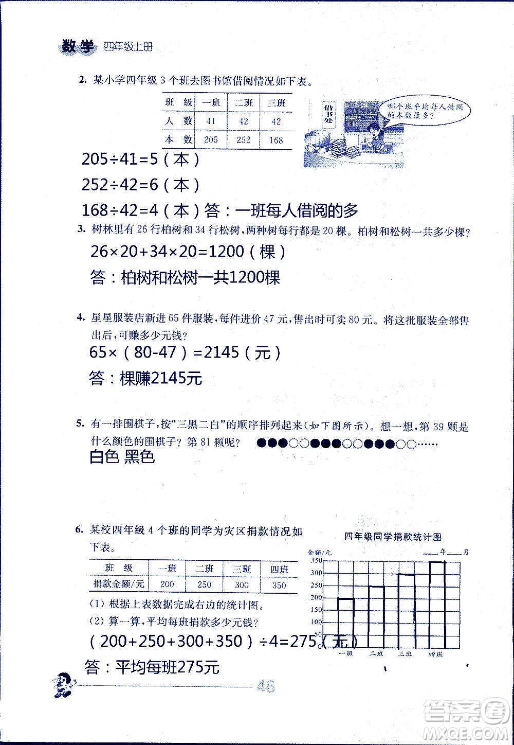 江蘇人民出版社2020伴你學數(shù)學四年級上冊蘇教版答案