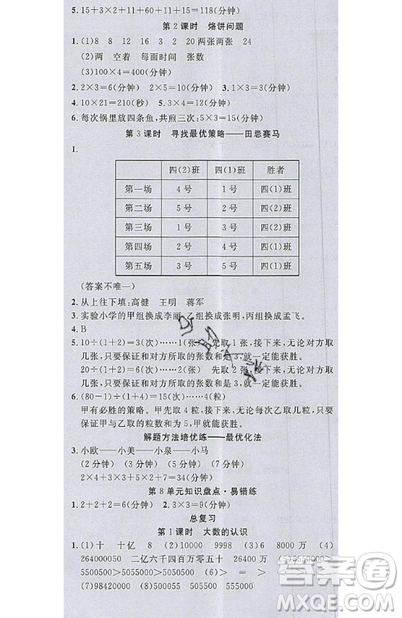 2020好題好卷天天練四年級上冊數(shù)學(xué)人教版答案