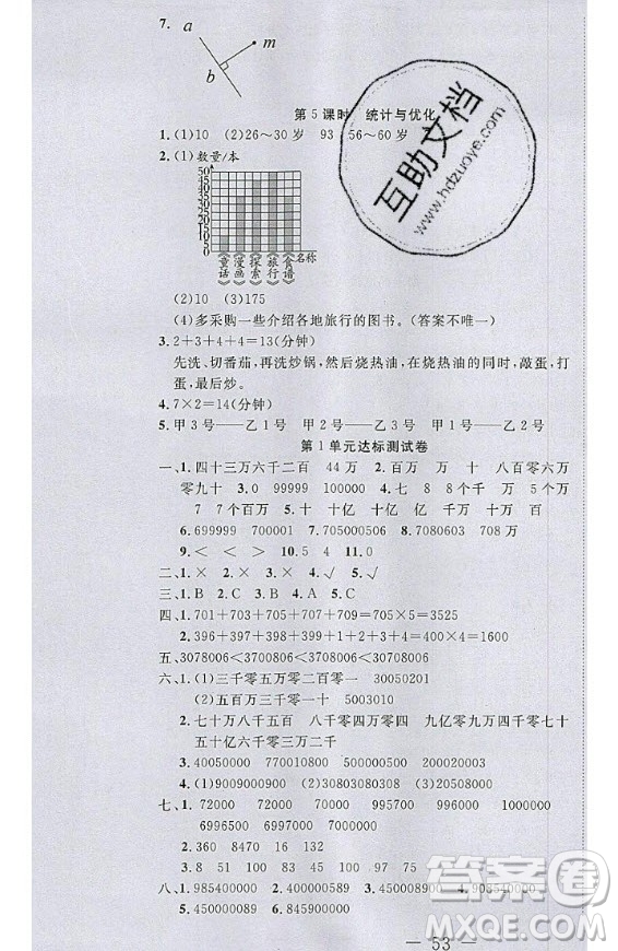 2020好題好卷天天練四年級上冊數(shù)學(xué)人教版答案