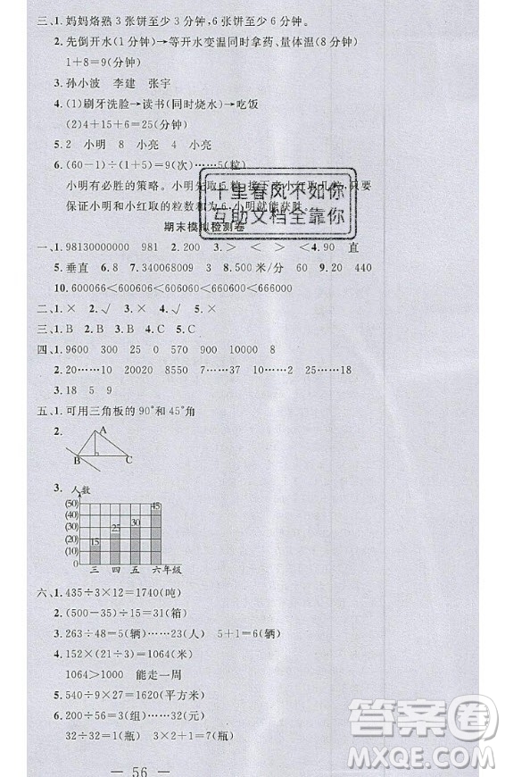 2020好題好卷天天練四年級上冊數(shù)學(xué)人教版答案