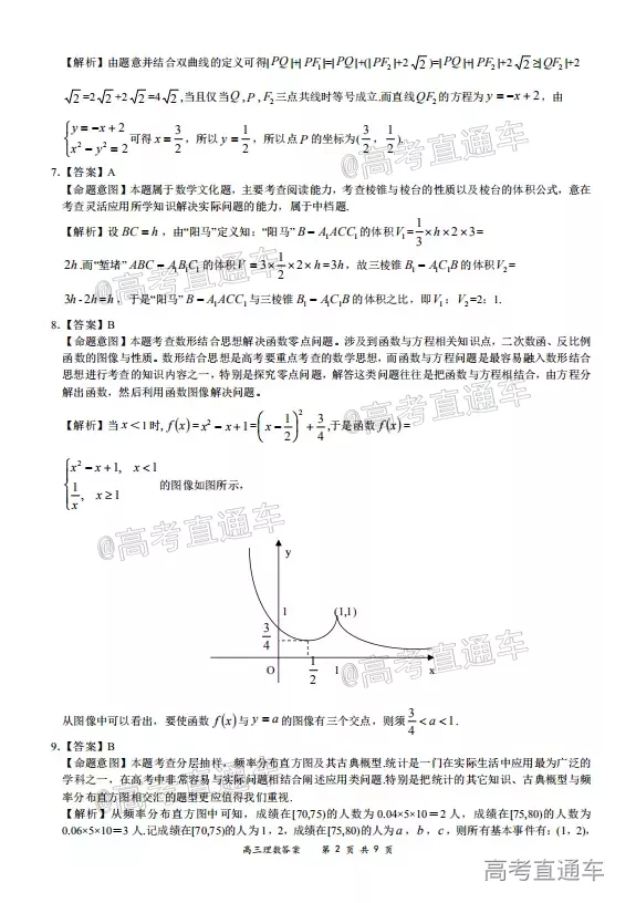 2020-2021學(xué)年上學(xué)期全國百強(qiáng)名校領(lǐng)軍考試高三理科數(shù)學(xué)試題及答案