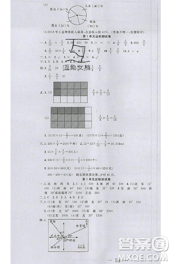 2020好題好卷天天練六年級(jí)上冊數(shù)學(xué)人教版答案